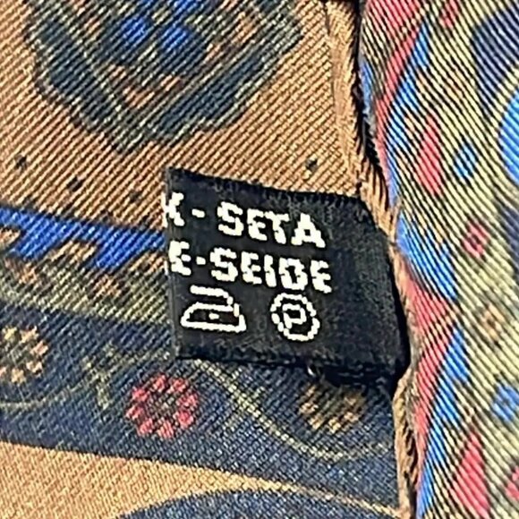 Auth Salvatore Ferragamo - Dark Navy Brown Multi Scarf - Picture 5 of 9